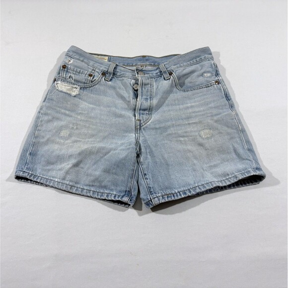 Levi's Womens Light Blue Denim 501 High Rise Mid-Thigh Jean Shorts Button Fly 27 - Picture 1 of 14